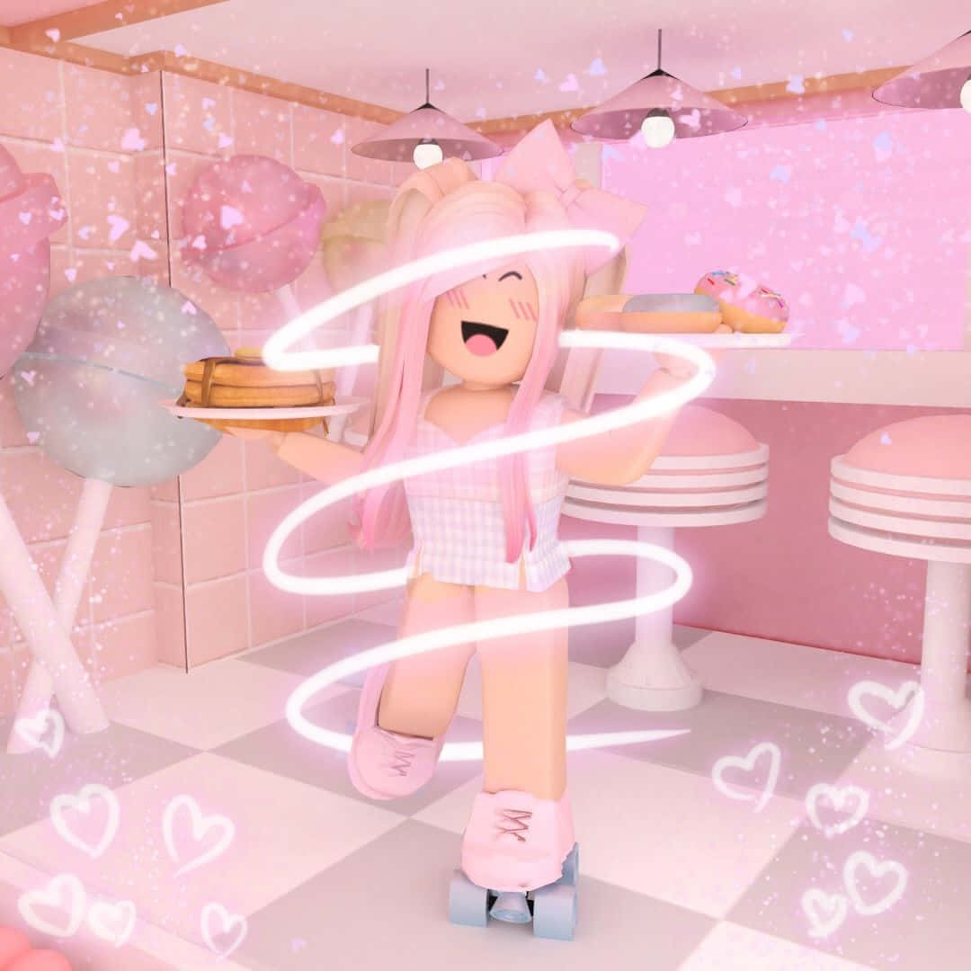Fată Roblox Roz Estetică Fundal