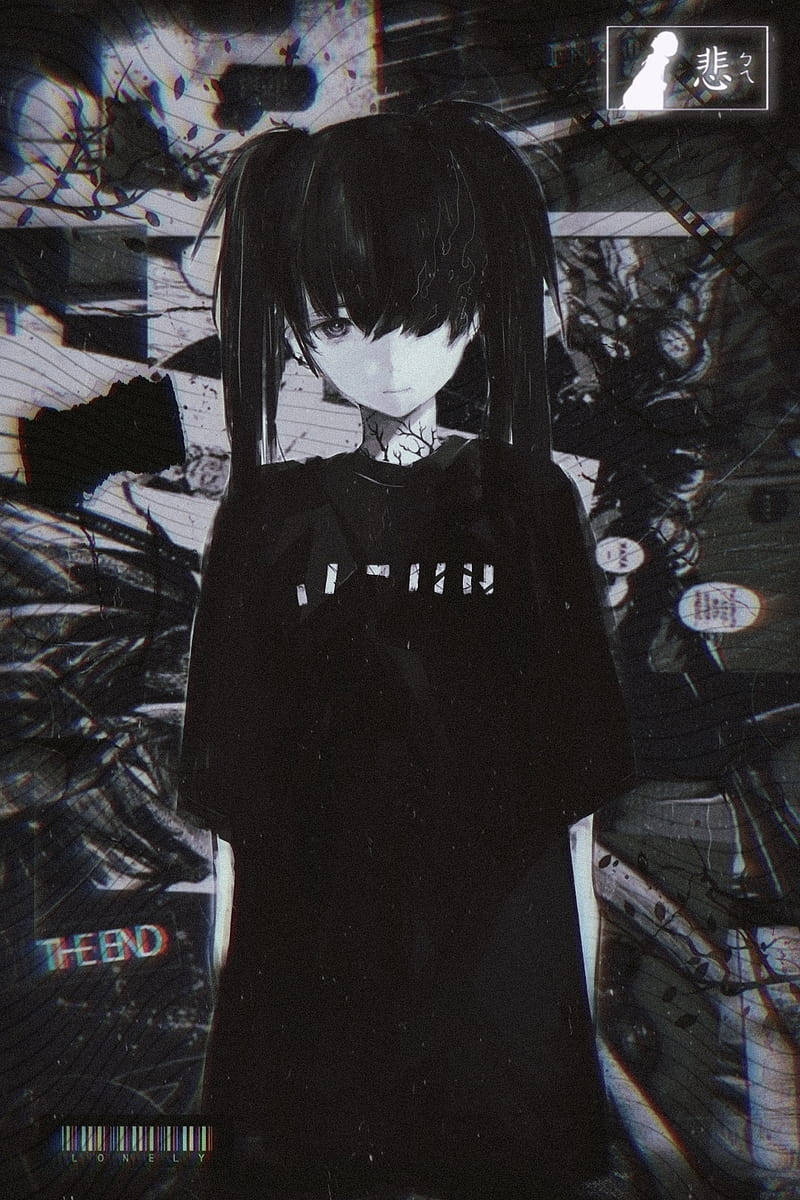 Fată Tristă Anime Edgy Pfp Fundal