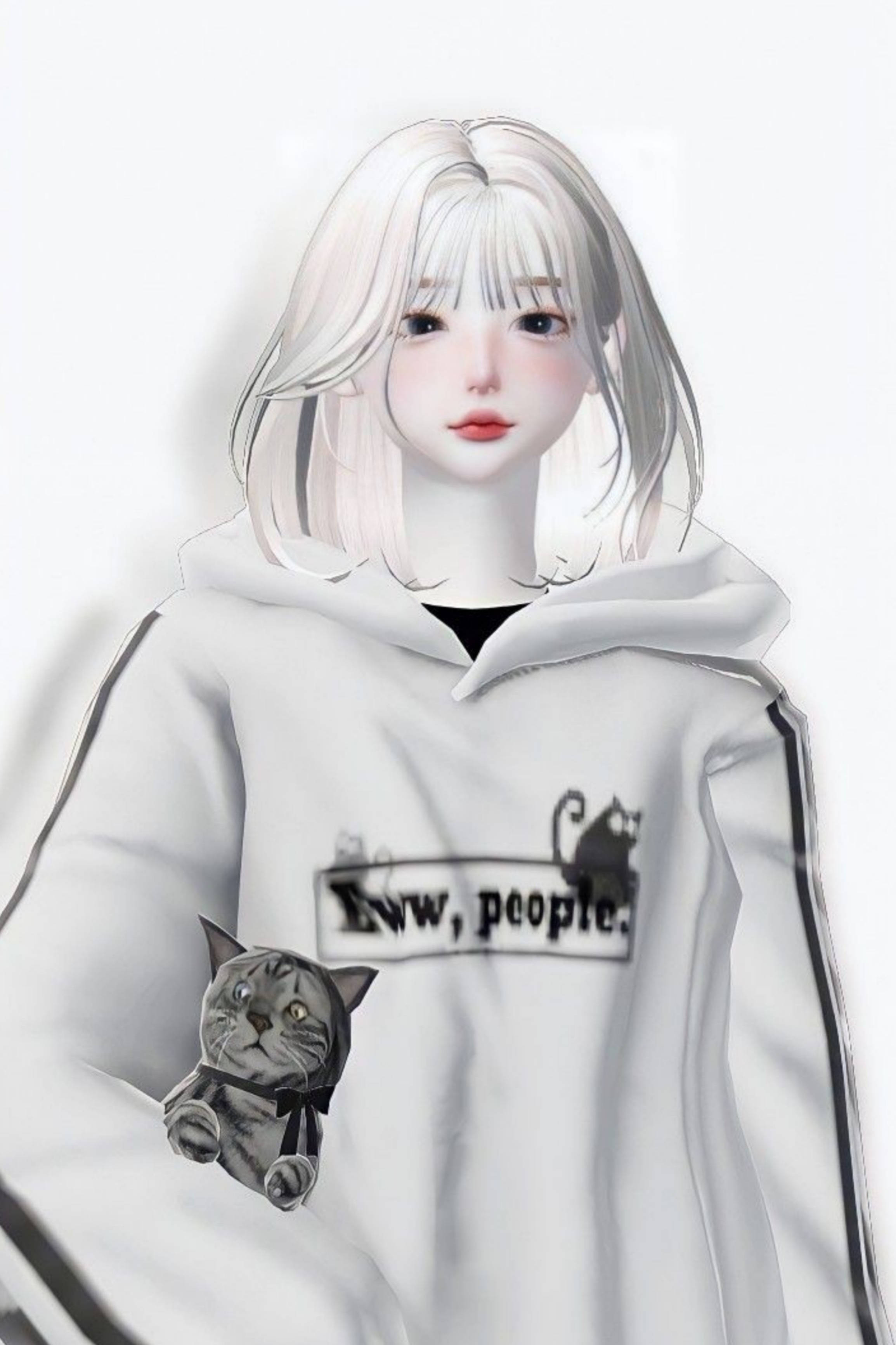Fată Zepeto cu estetică albă Fundal