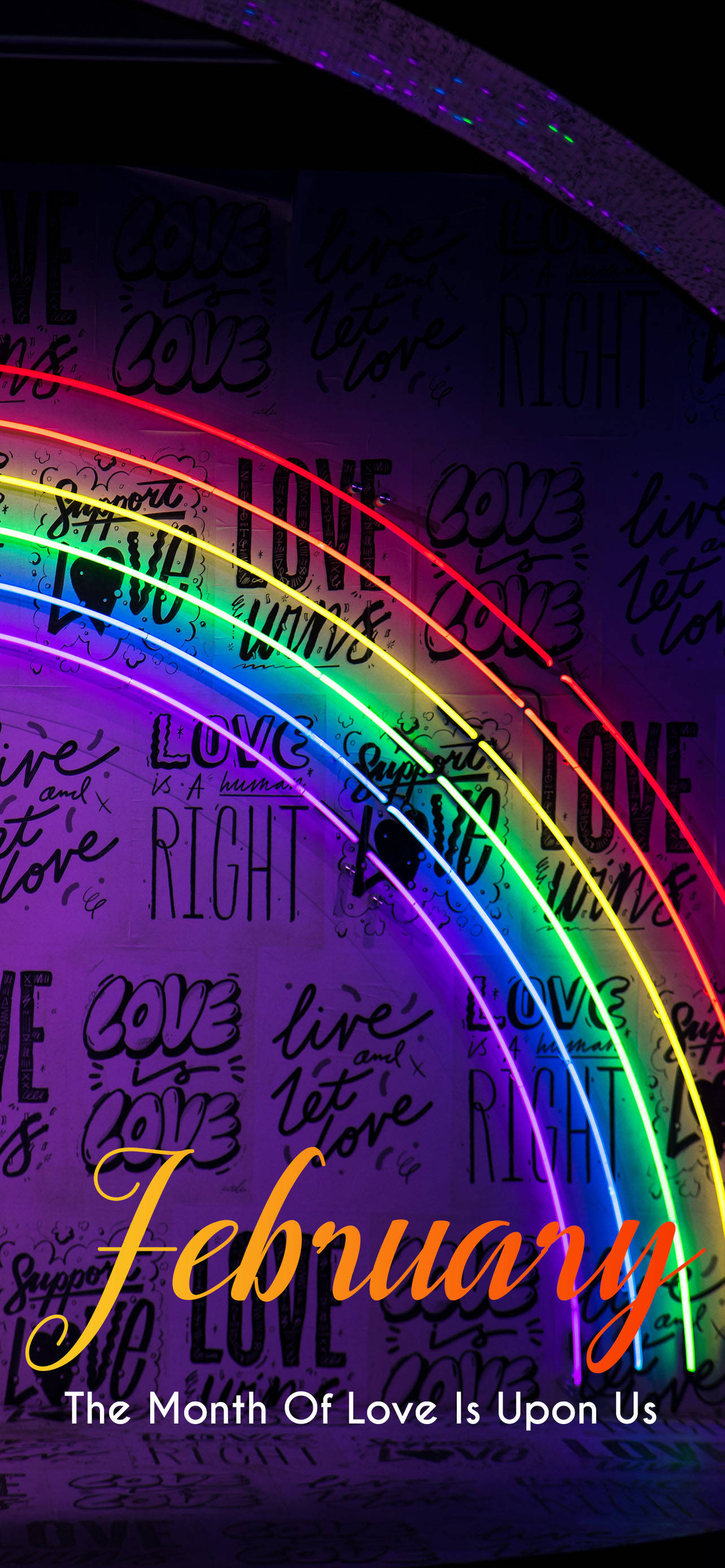Februarie cu Neon Rainbow Fundal