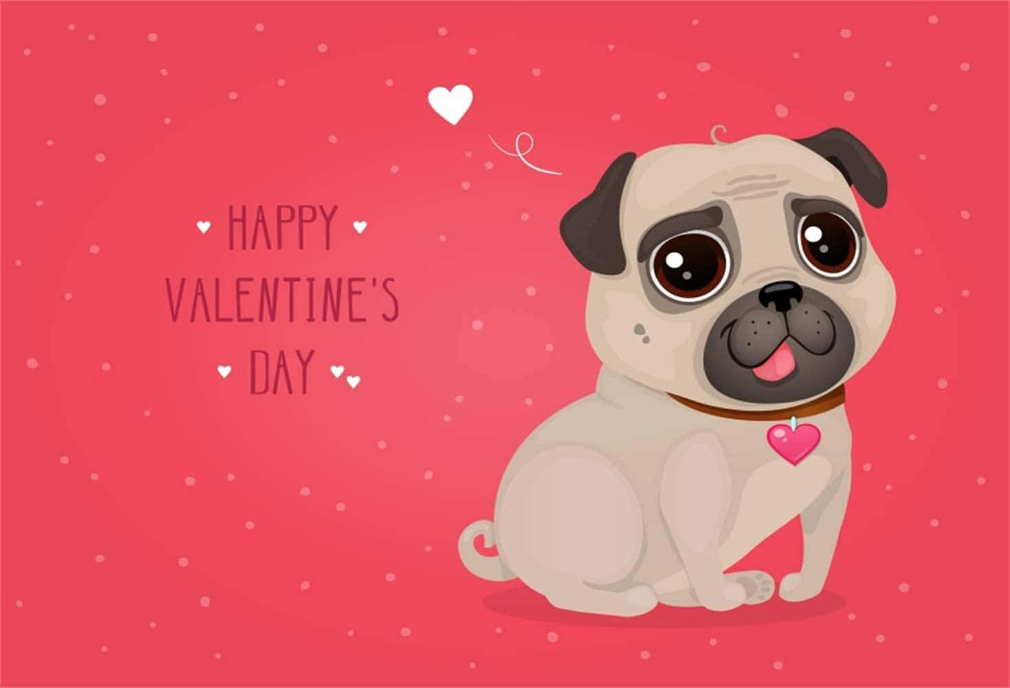 felicitare de ziua îndrăgostiților cu un câine pug Fundal