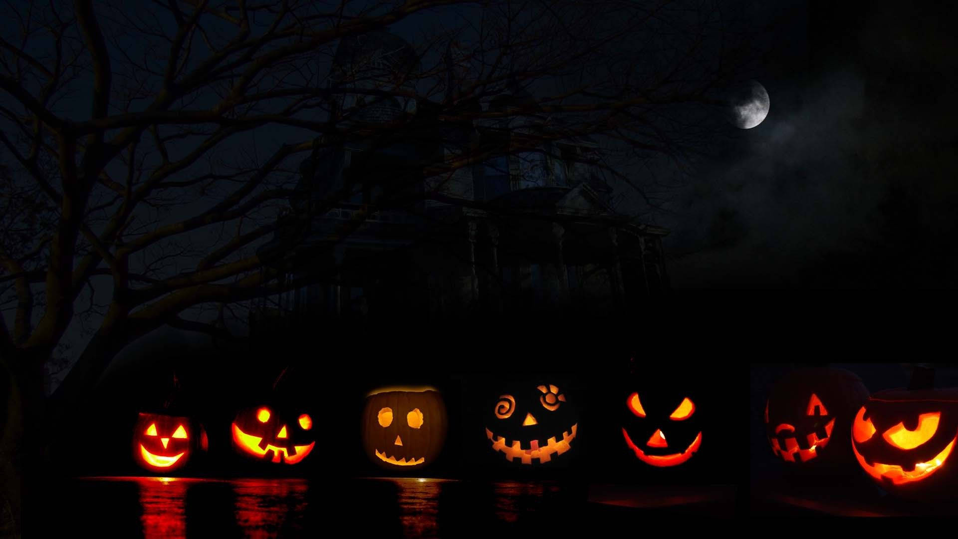Felinare Halloween Înfricoșătoare și Drăguțe Fundal