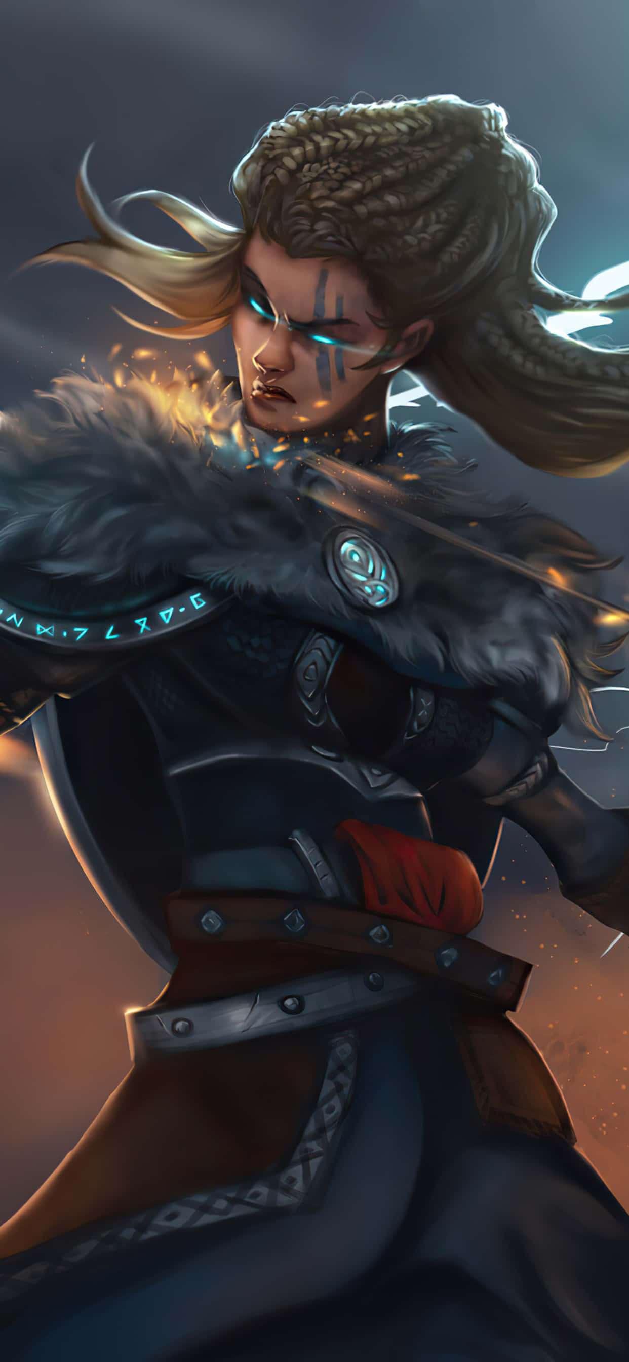 Artă digitală Eivor femeie fundal Assassin's Creed Valhalla pentru iPhone Xs Max Fundal