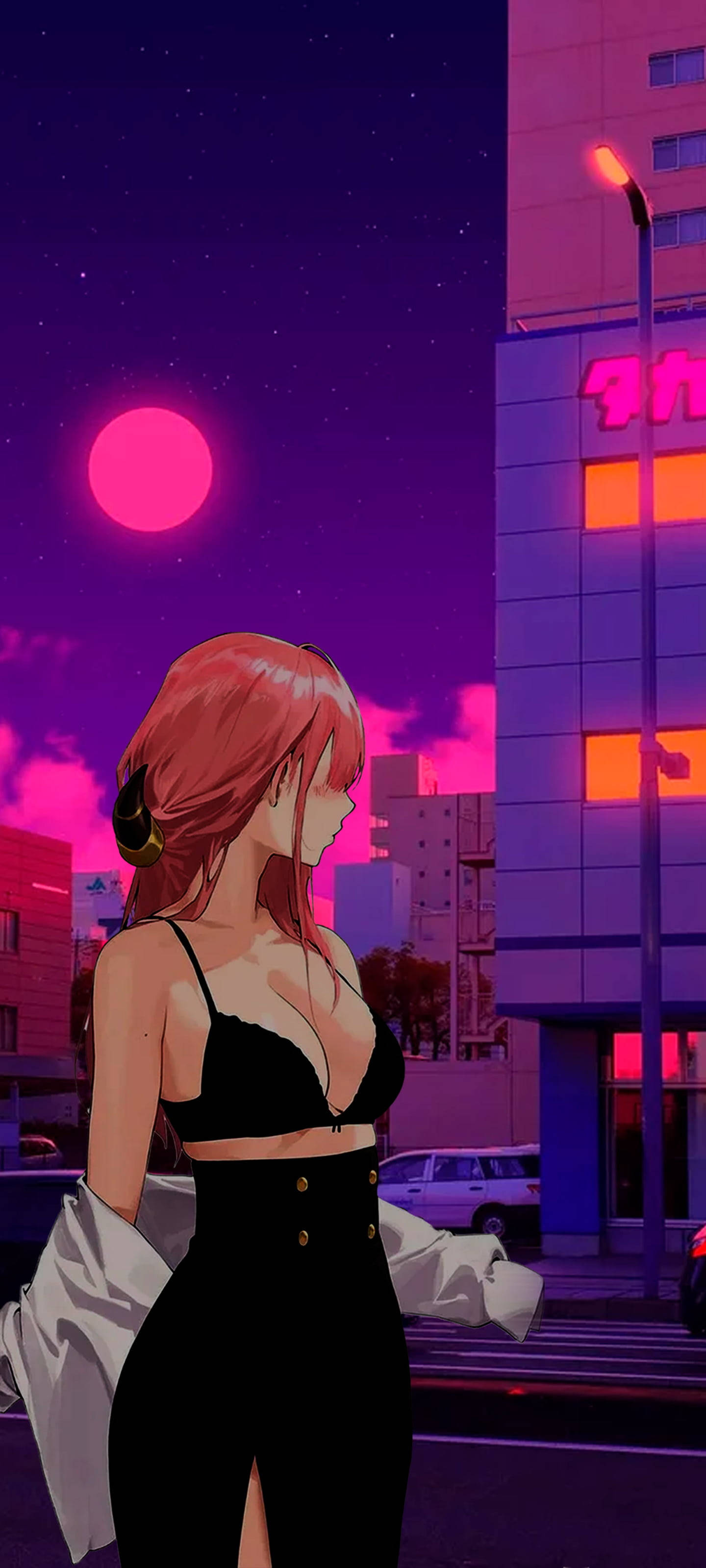 Femme Pink Baddie în ținută neagră Fundal