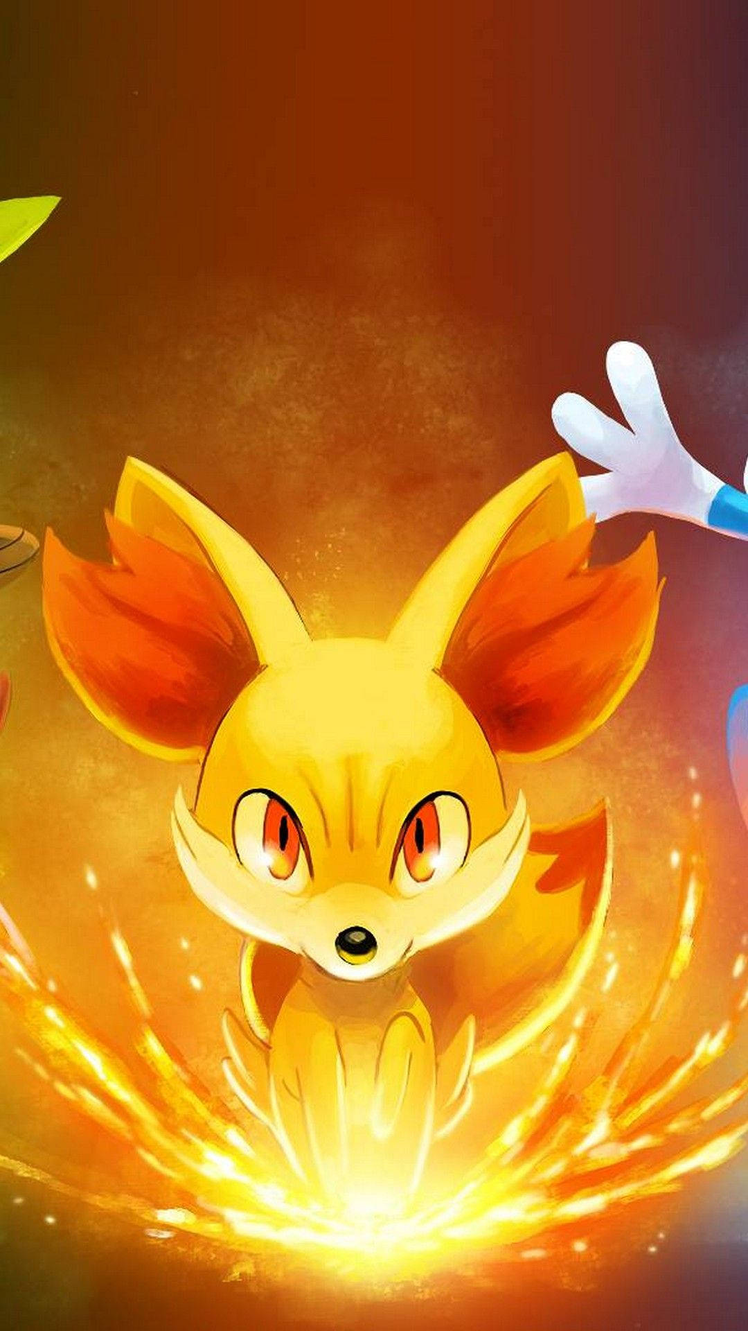 Fennekin Pokemon aprins pentru iPhone Fundal