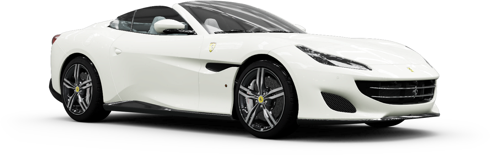Ferrari albă decapotabilă vedere laterală Fundal