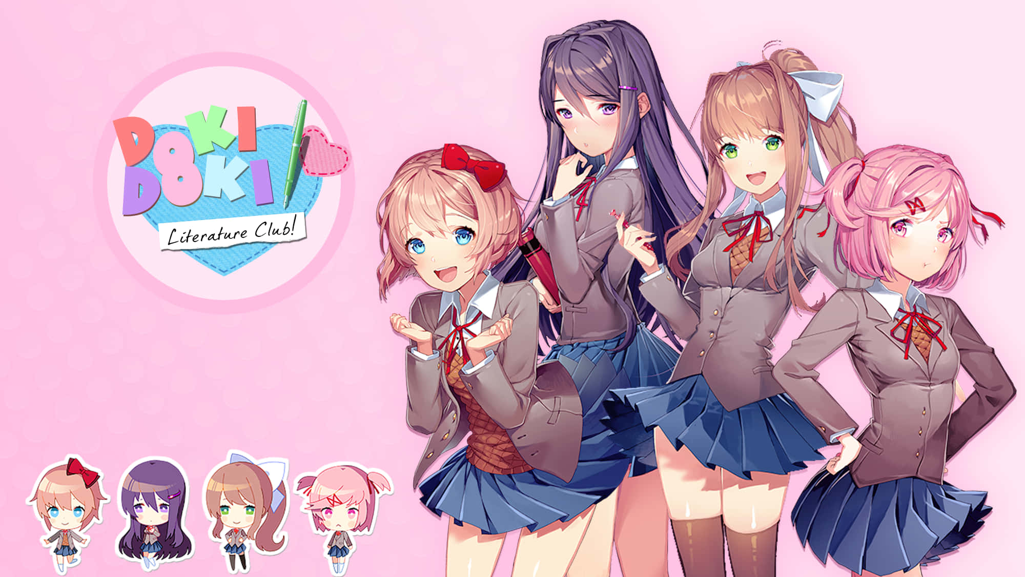 Fete DDLC pe fundal alb cu logo Fundal