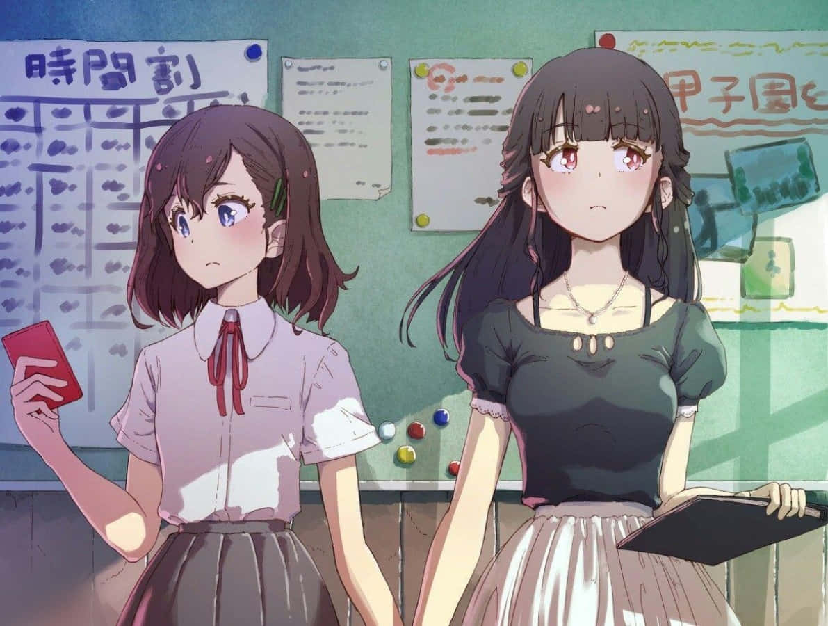 Fete de școală anime lesbiene în clasă Fundal