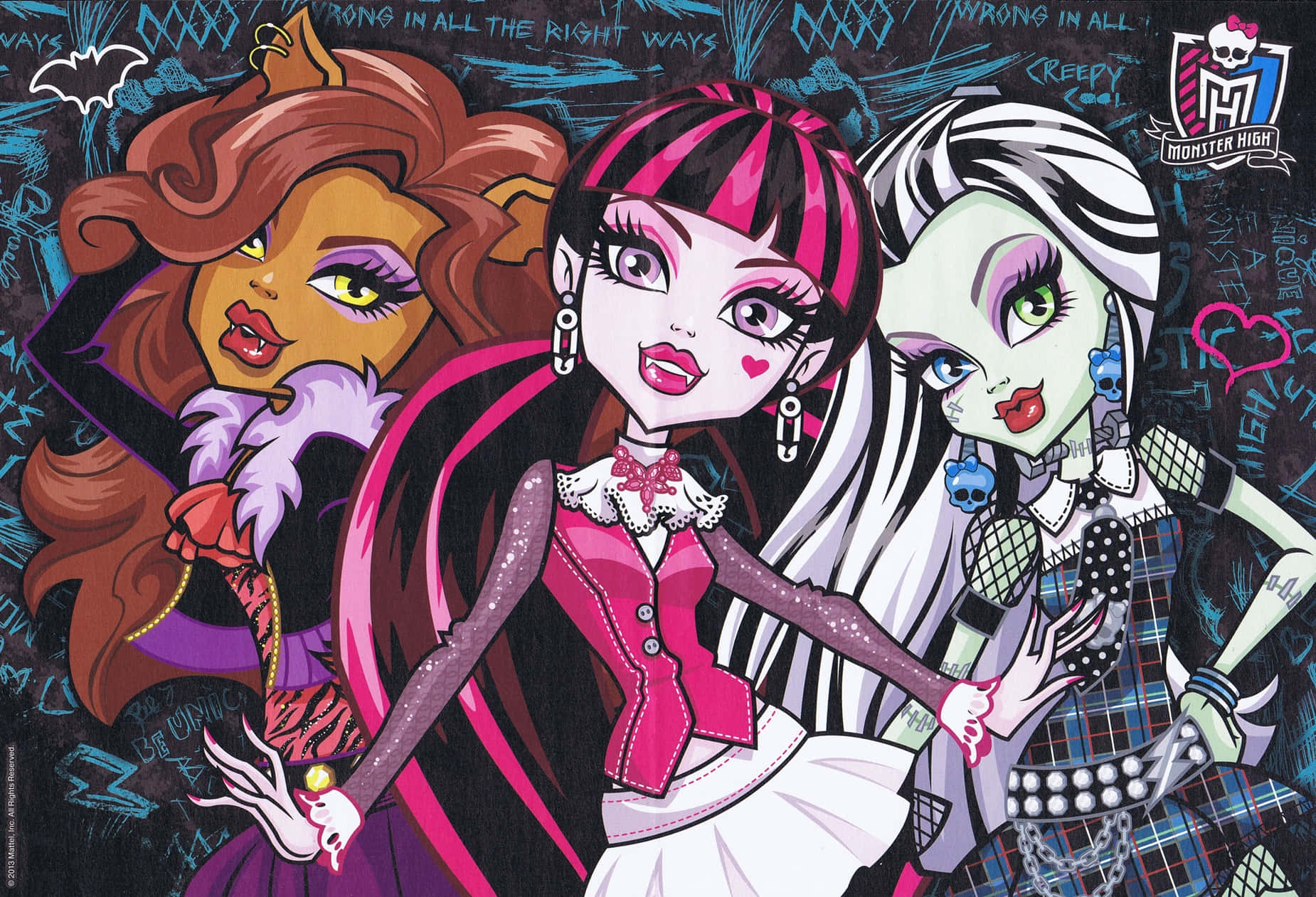 Fete Monster High în ținute de Halloween Fundal
