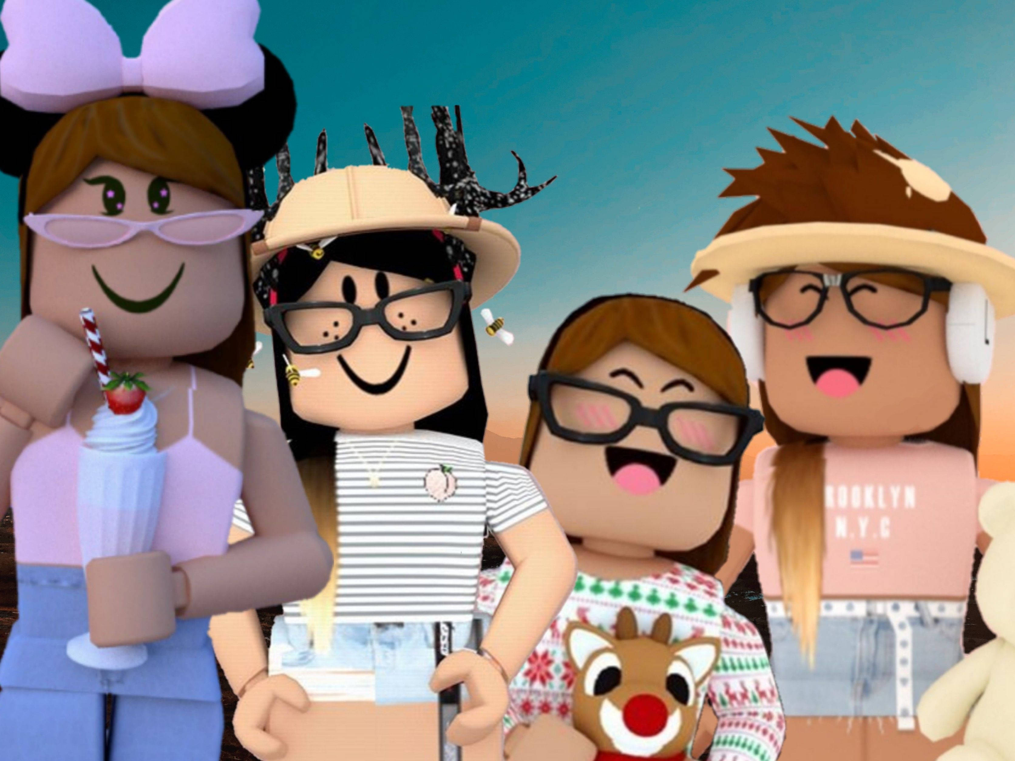 Fete Roblox Fericite și Drăguțe Fundal