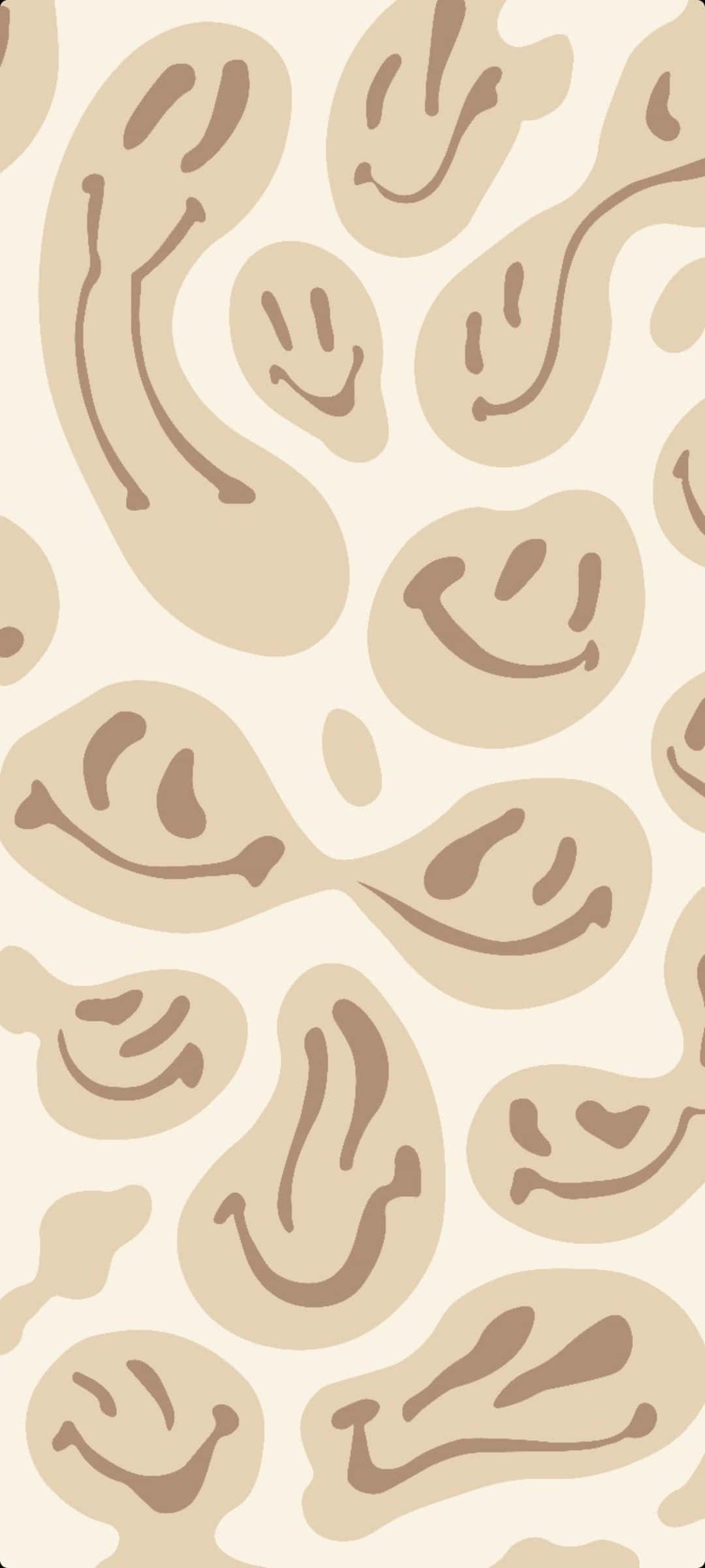 Fețe Zâmbetoare Abstracte Beige Curgătoare Estetice Trippy Fundal