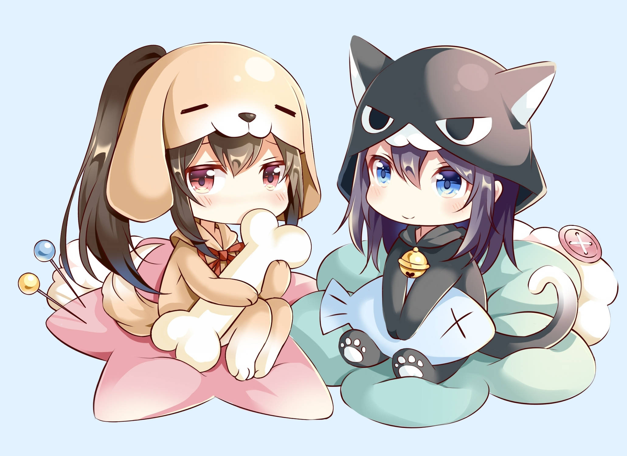Fetită Anime Chibi în Hanorac Fundal