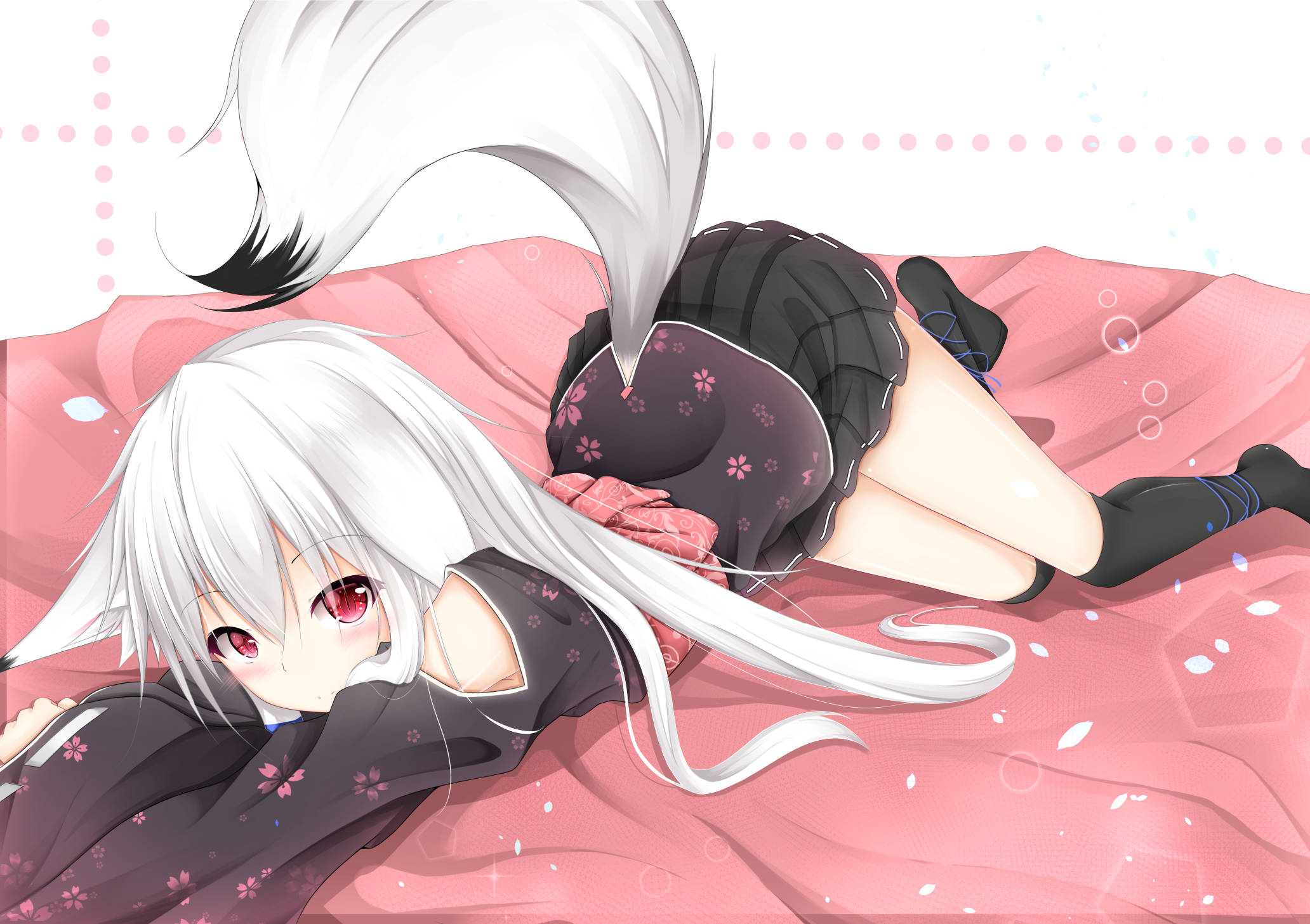 Fetita anime cu coada de pisica kawaii Fundal