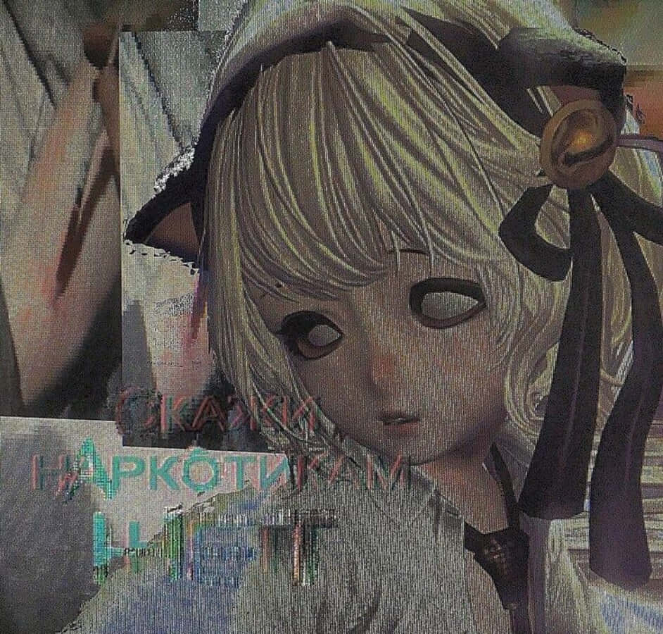 Fetita anime grunge cu hanorac de pisica Fundal