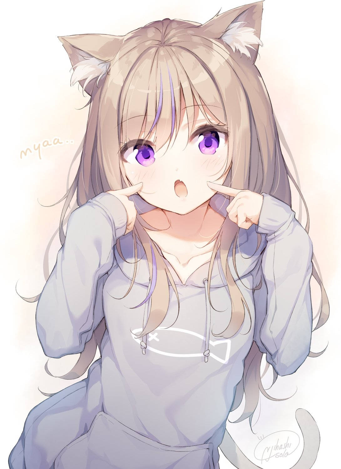 Fetita anime hanorac pisica femeia Fundal