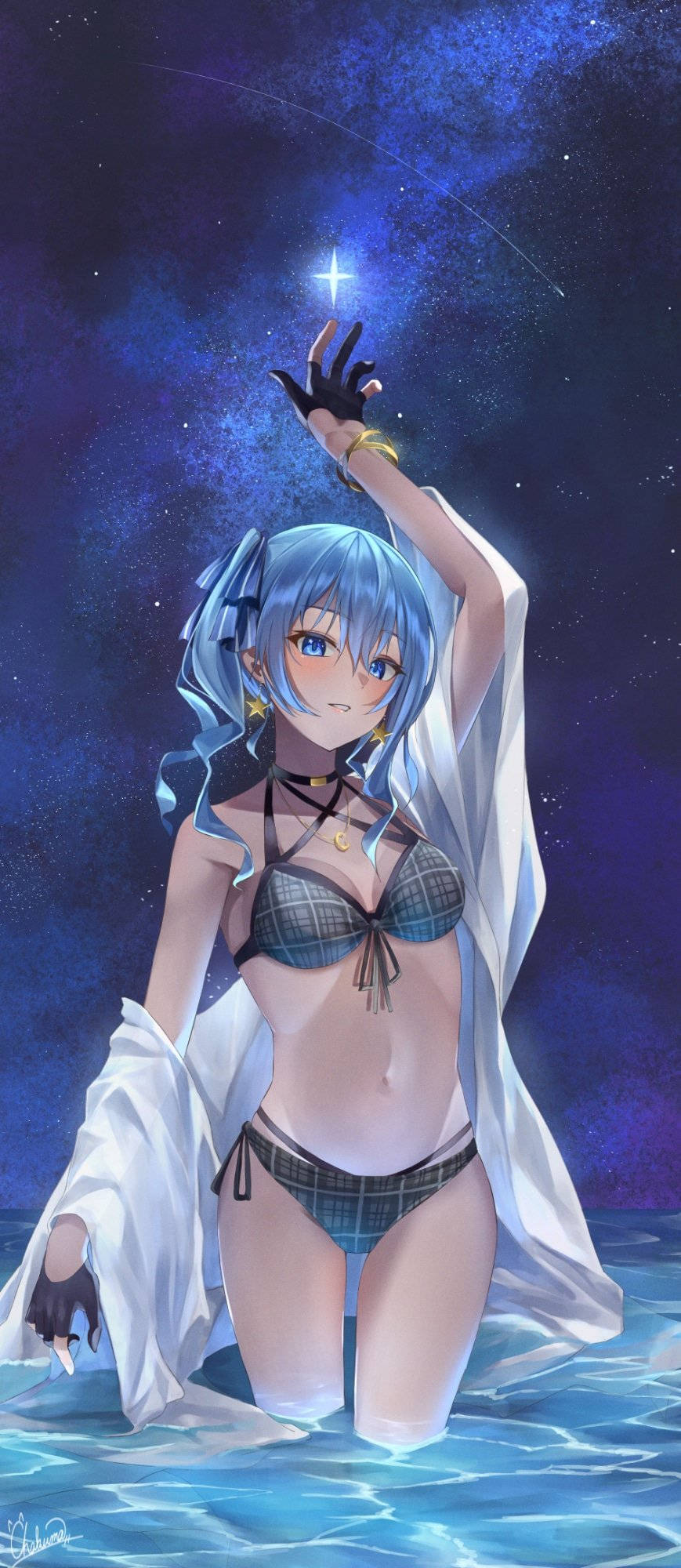 Fetită Anime În Bikini Noaptea Fundal