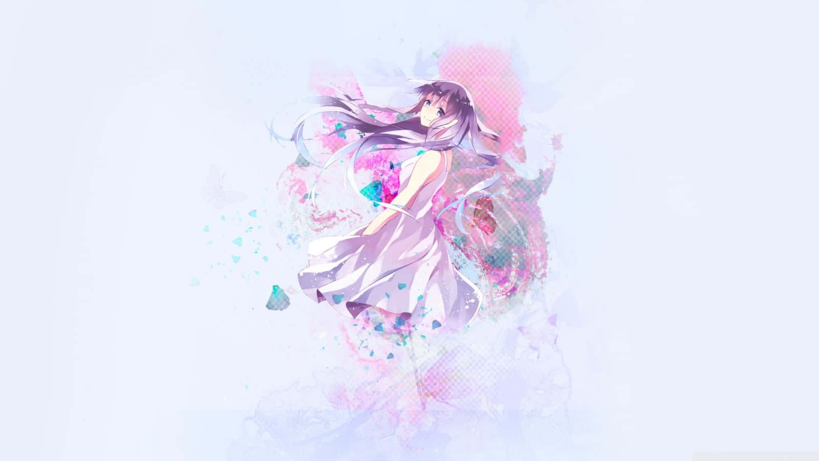 Fetiță anime kawaii în stil pastel Fundal