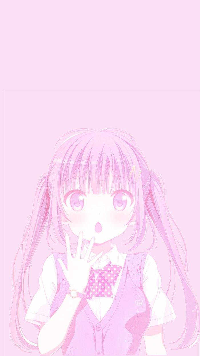Fetita de scoala anime kawaii in roz Fundal