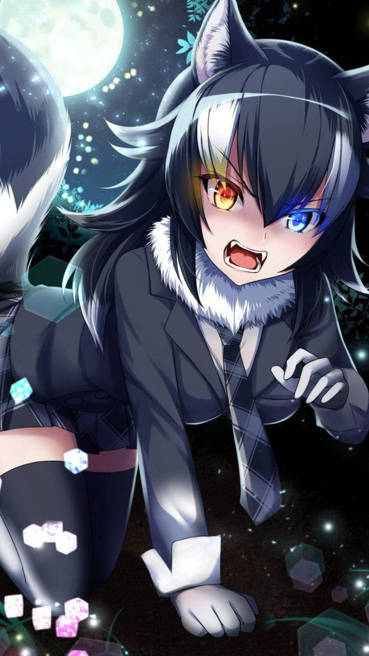 Fetita-lup anime drăguță pentru avatar Fundal