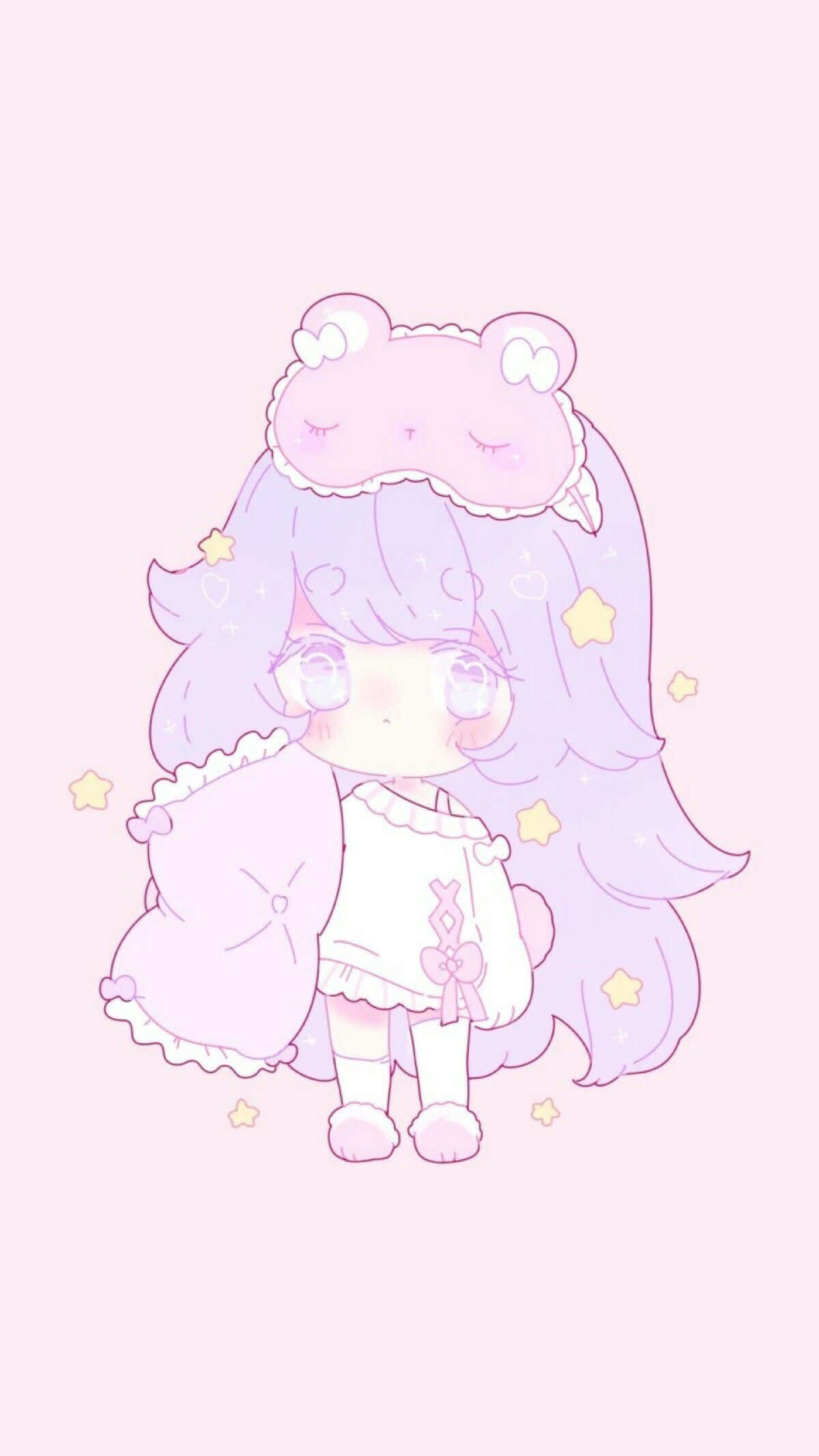 Fetitță Anime Estetică în Roz Pastel Fundal