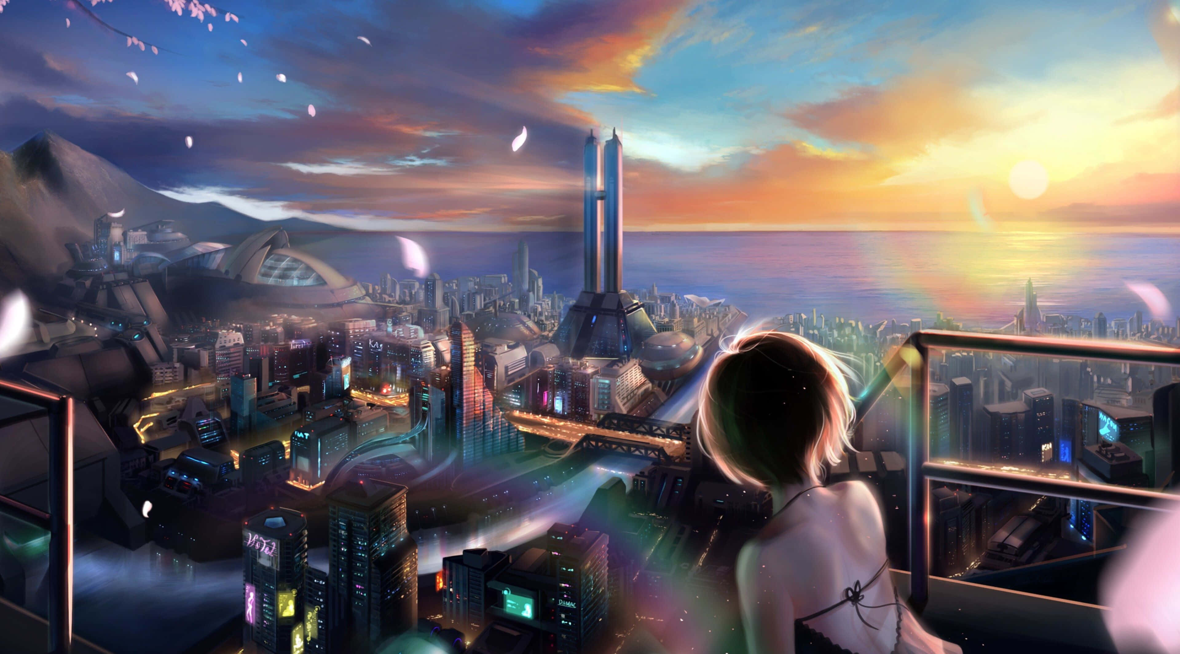 Fii transportat într-o lume animată plină de culoare cu acest wallpaper Anime 4K. Fundal