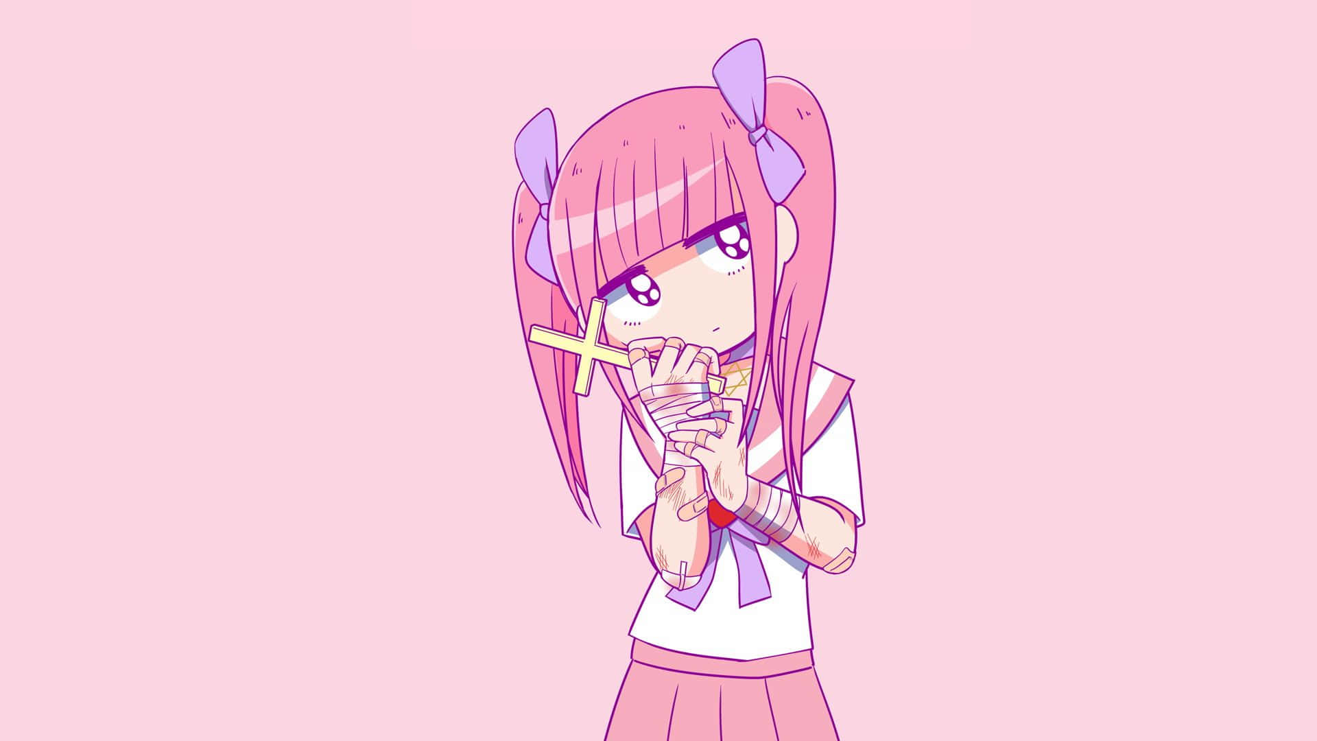 Fii tu însuți și înflorește cu Kawaii Pink Fundal