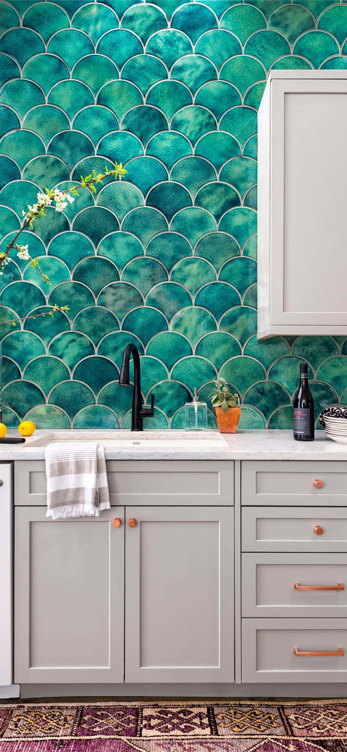 Fish Scale Ceramic Wall iPhone Xs Bucătărie Fundal