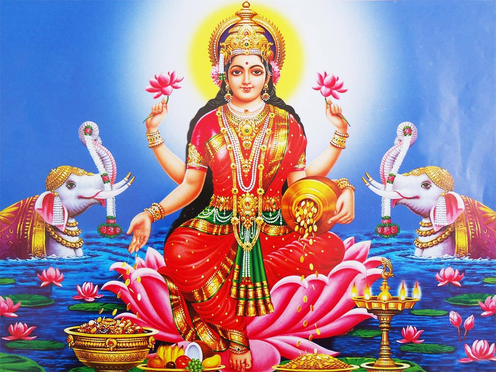 Floare de Lotus Divină Simbol al Zeiței Lakshmi Fundal