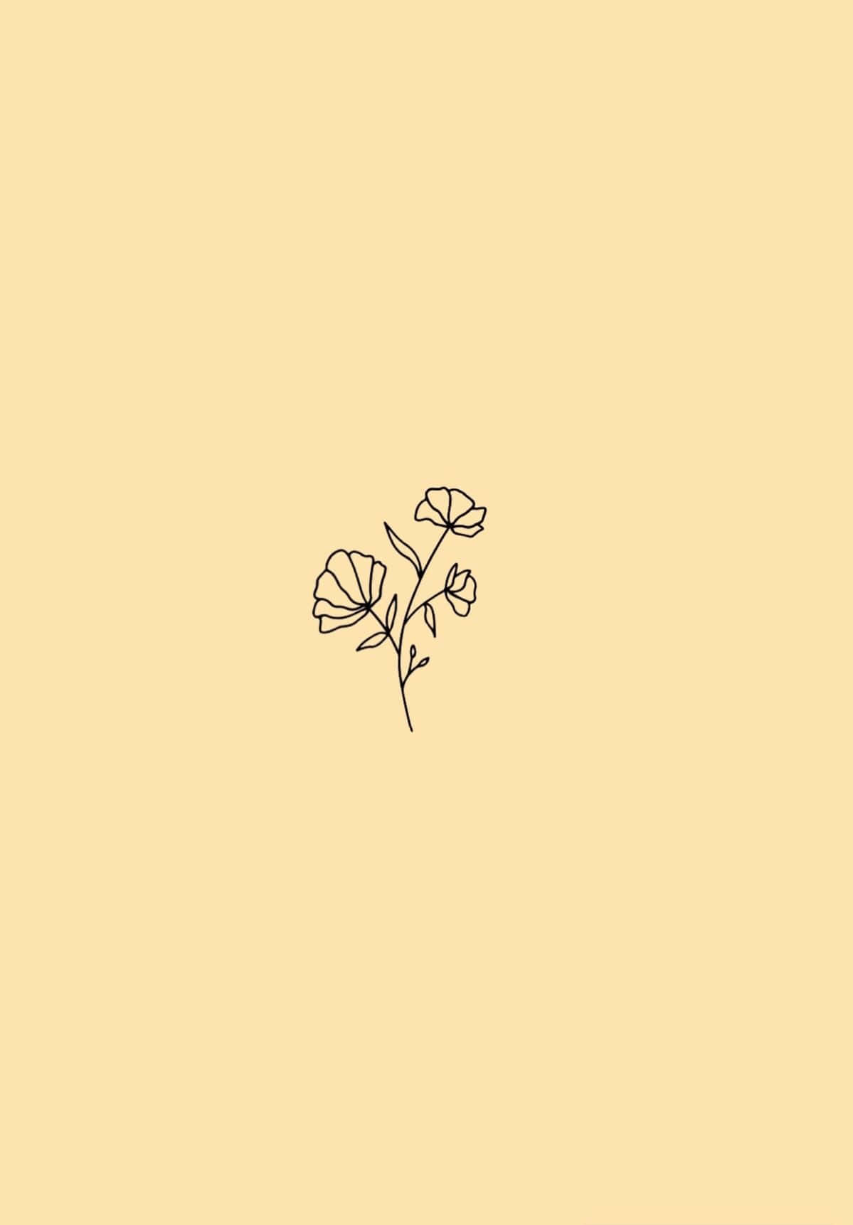 Floare Desenată Manual Pastel Galben Estetic Minimalist Fundal