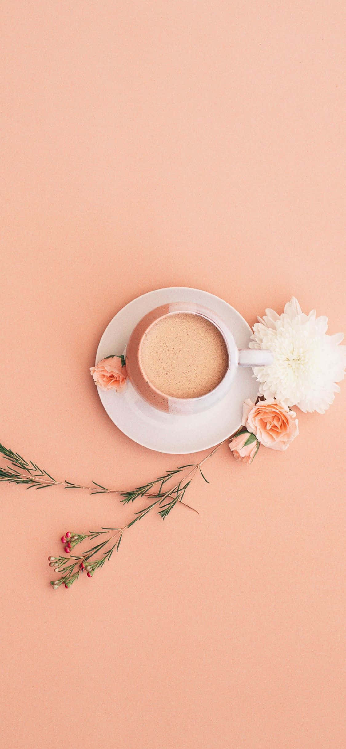 Floare Minimalistă și Ceșcă de Cafea Fundal