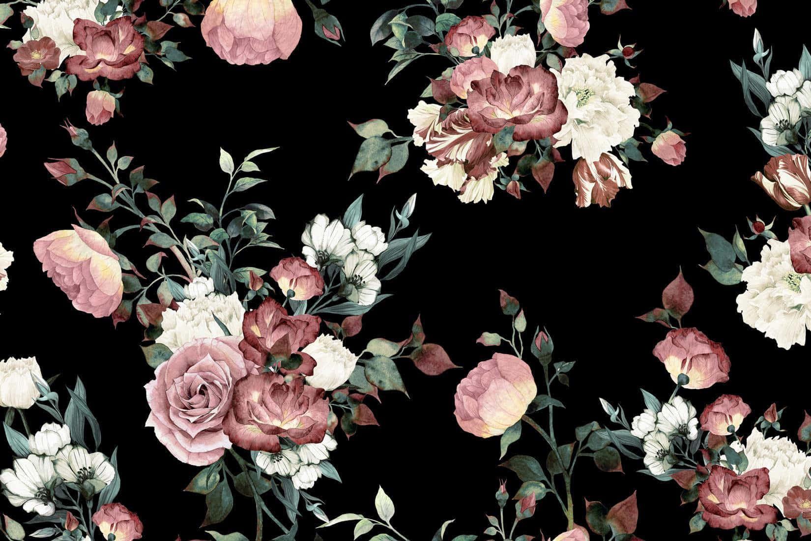 Floare Vintage pe Fundal Negru Fundal