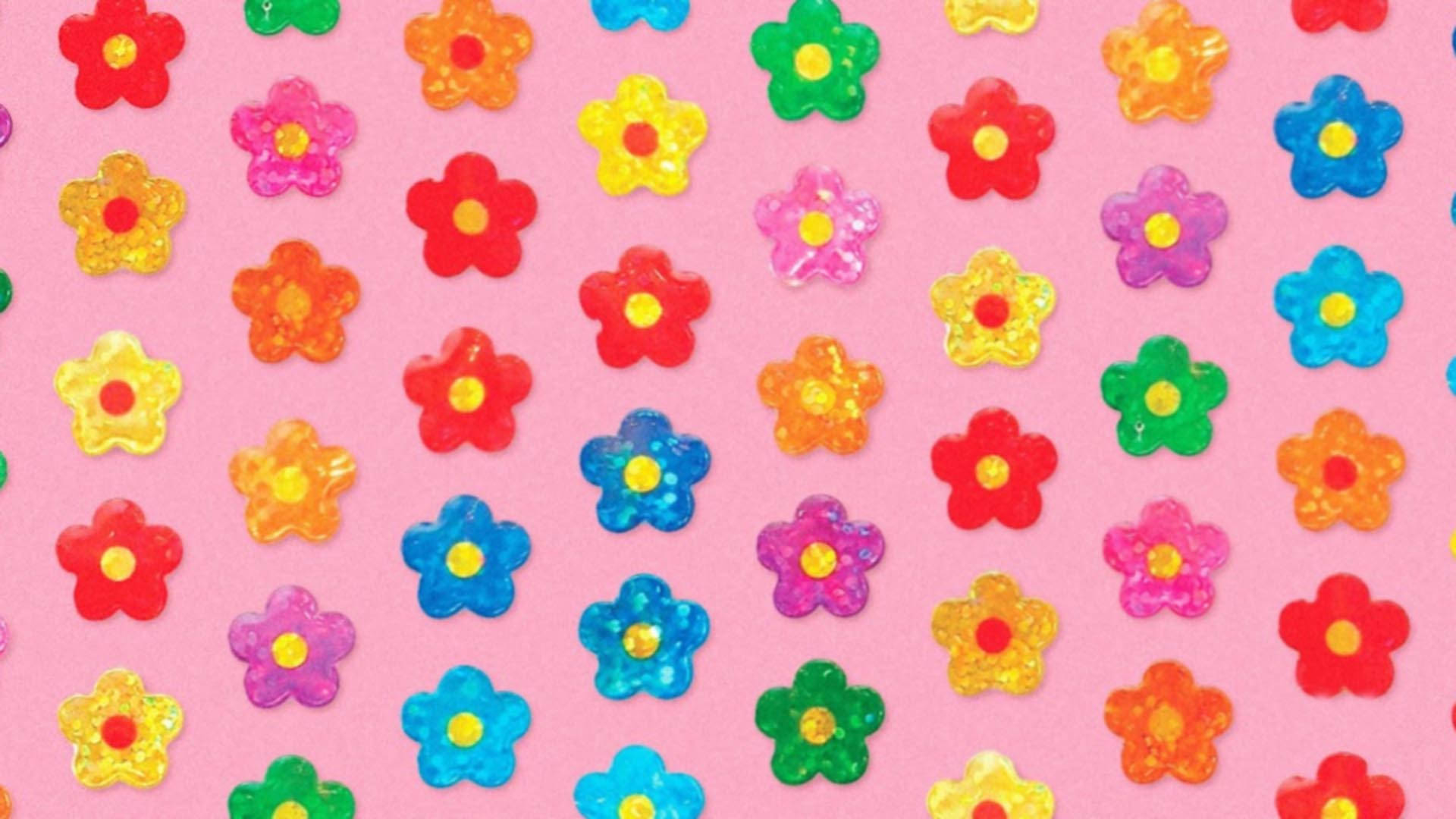 Flori Colorate cu Aesthetic Indie Fundal
