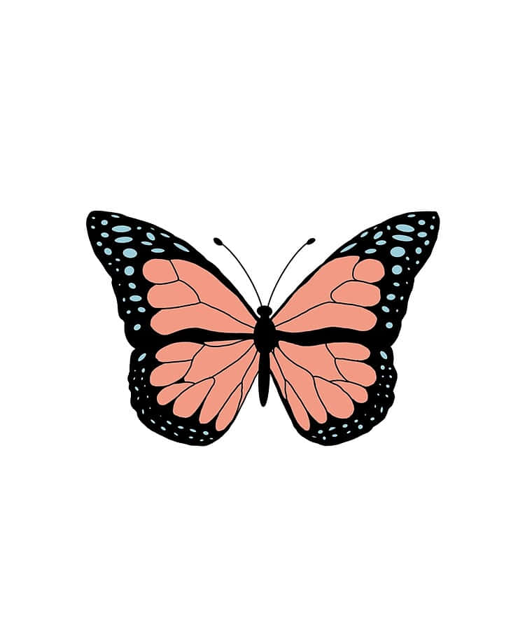 Fluture colorat plutind printre flori vibrante Fundal
