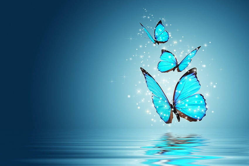 Fluturi Albaștri Ecran Desktop Full HD Fundal