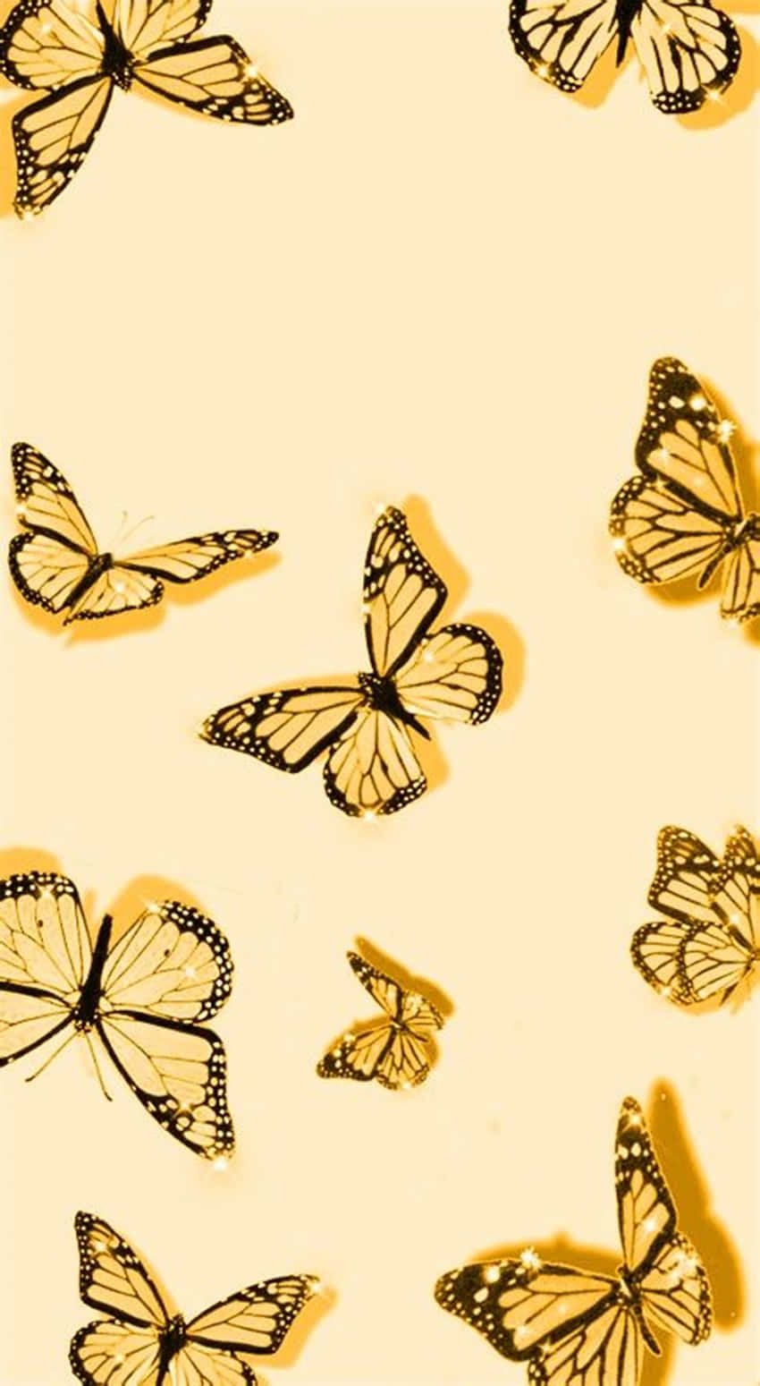 Fluturi drăguți galbeni și negri Fundal