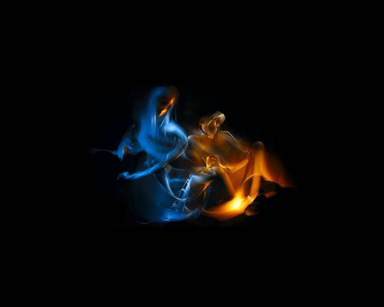 Foc Intens Albastru și Roșu Fundal