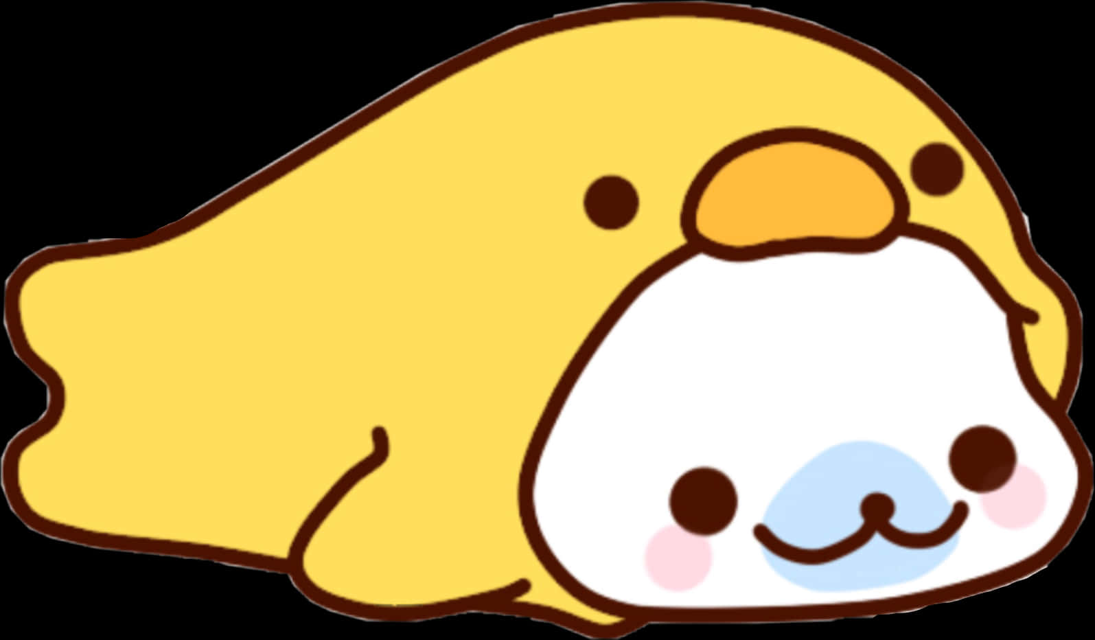 Foca Kawaii Desenată Stând Întinsă — Drăguț Fundal