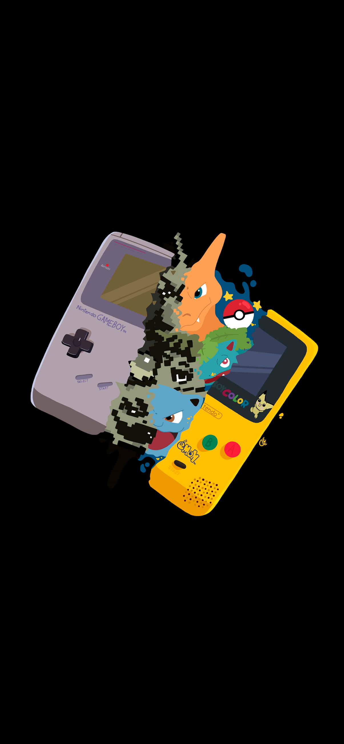4K AMOLED Fundal Pokémon Spărgând Gameboy-uri Fundal