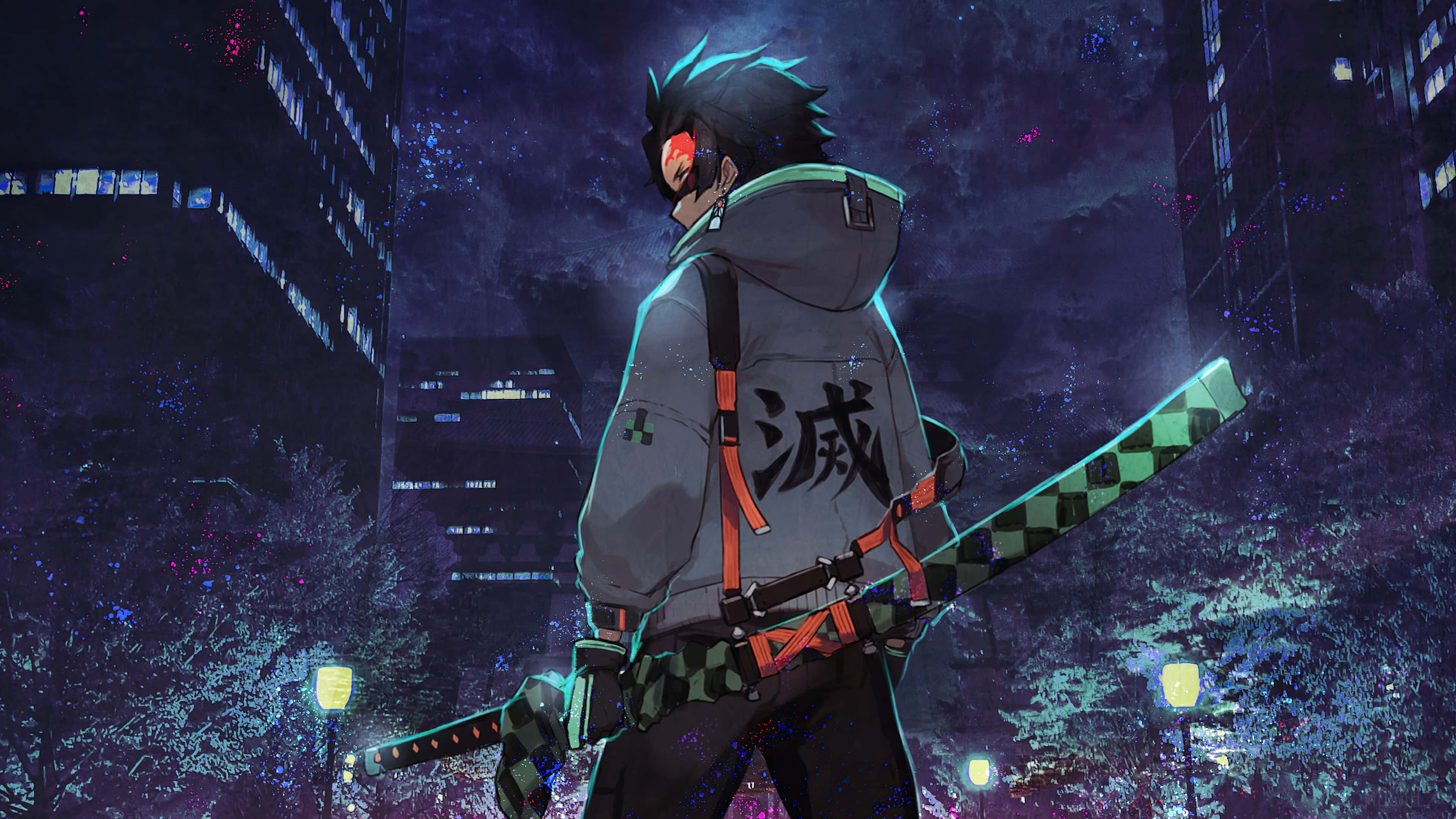 Fond 4K Tanjiro din Demon Slayer Anime Fundal