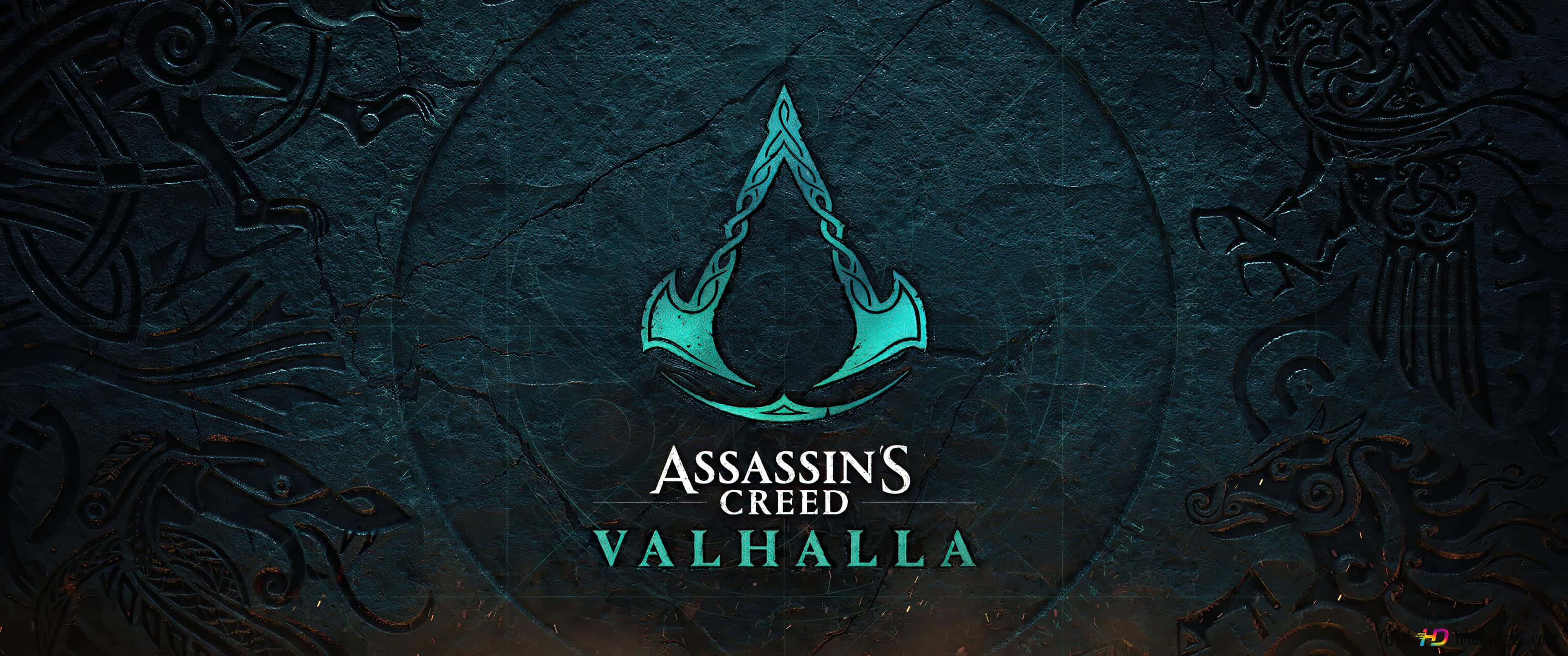 Fond de ecran 3440x1440p Assassin's Creed Odyssey cu logo verde Assassins' Creed Valhalla Fundal