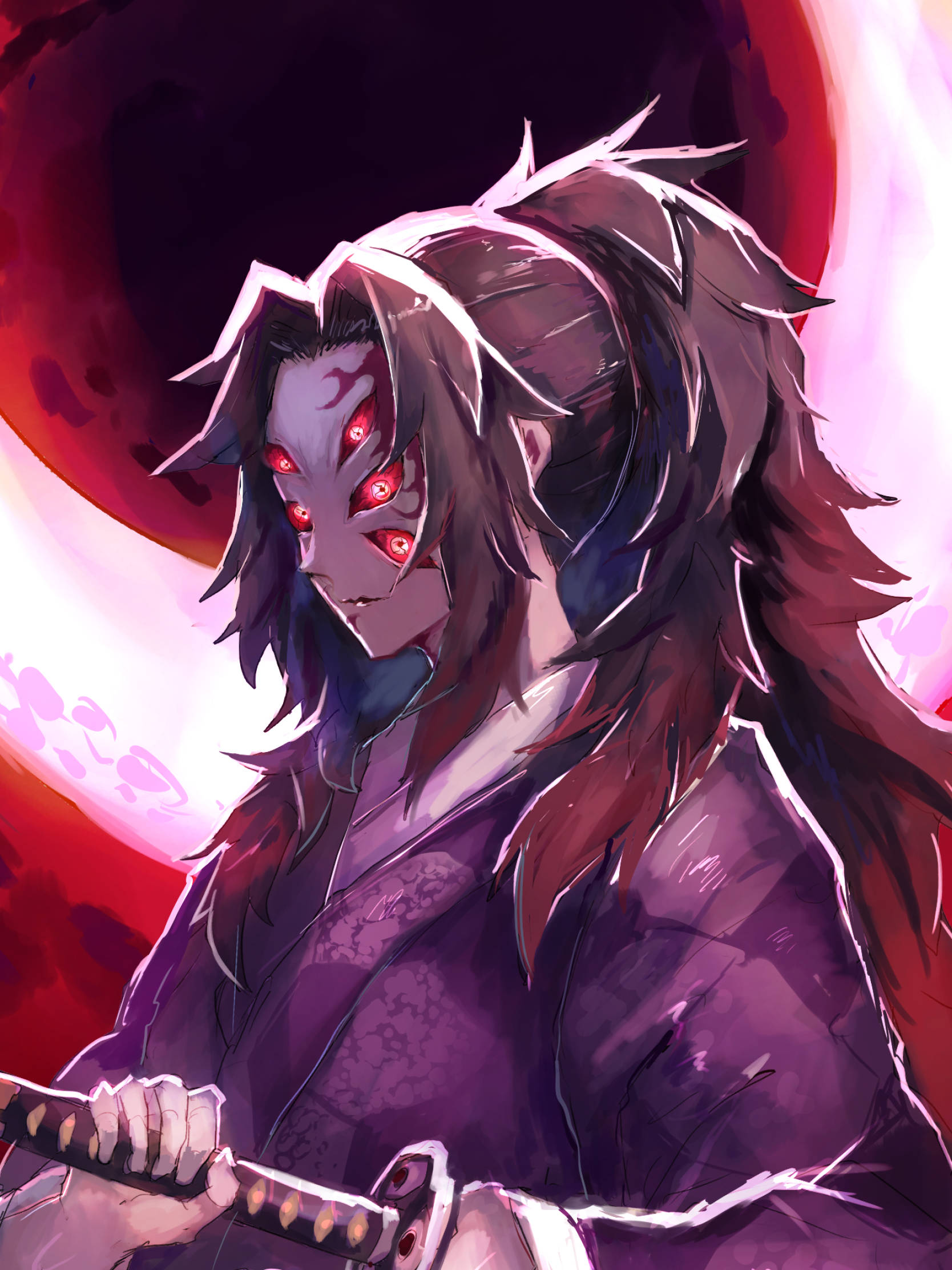 Fond de ecran captivant Kokushibo Demon Slayer pentru iPhone Fundal