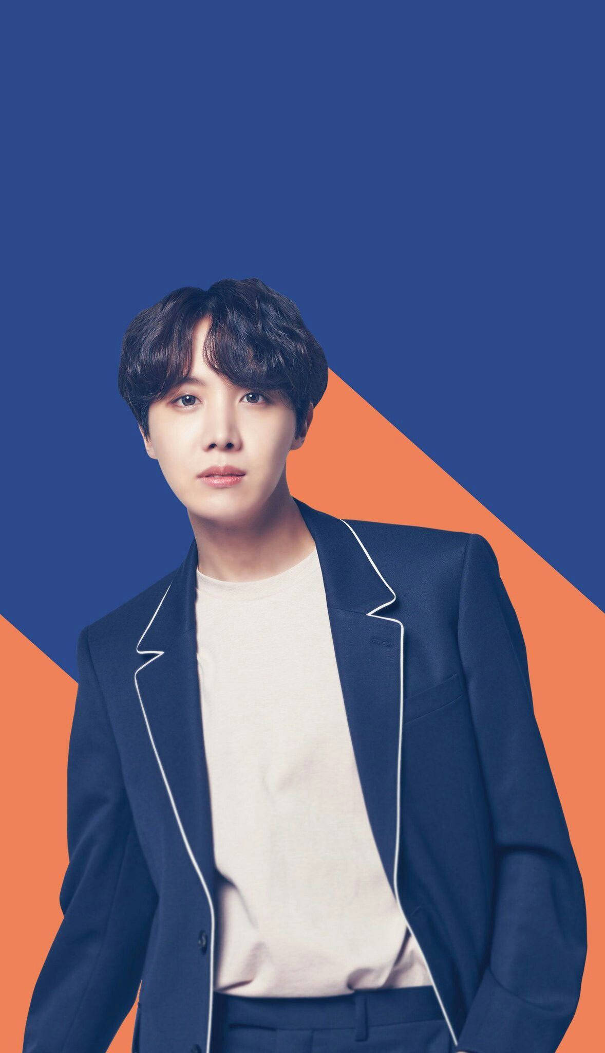 Fond de ecran drăguț J-Hope BTS albastru și portocaliu Fundal