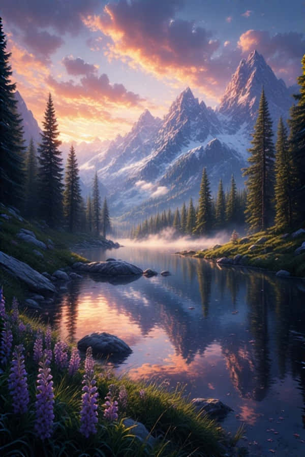 Fond de ecran fermecător cu pădure anime la ora aurie Fundal