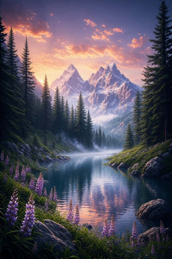 Fond de ecran fermecător cu pădure anime la ora aurie Fundal