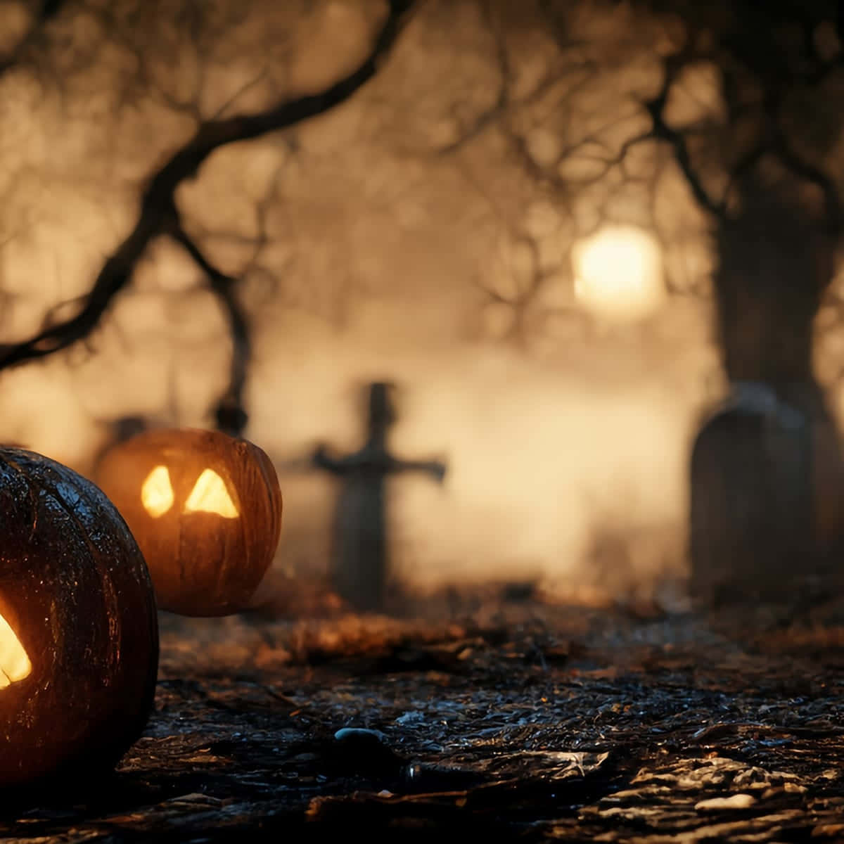 Fond de ecran Halloween Dovleci Cimitir Cer Fundal