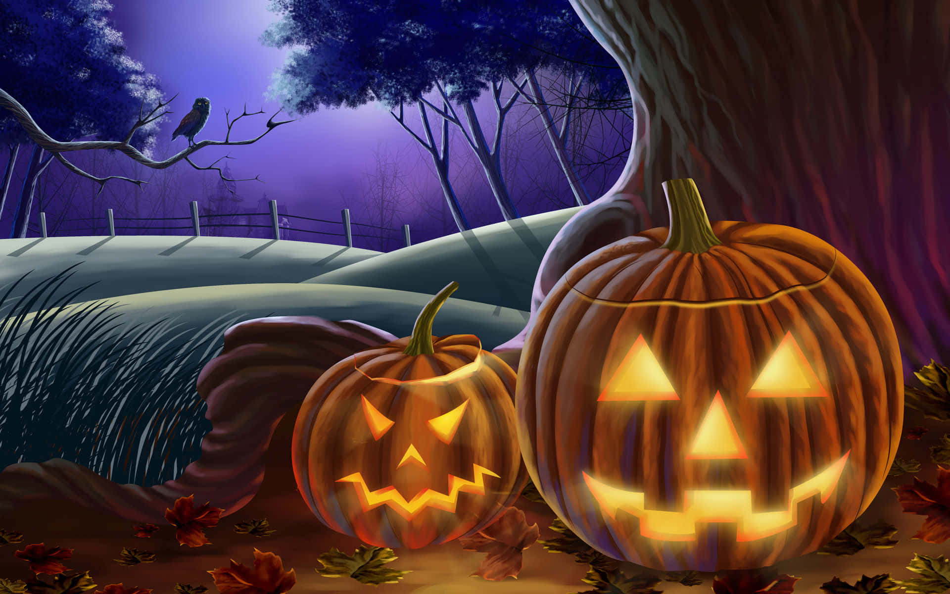 Fond de ecran Halloween Dovleci Scoarță de Copac Fundal