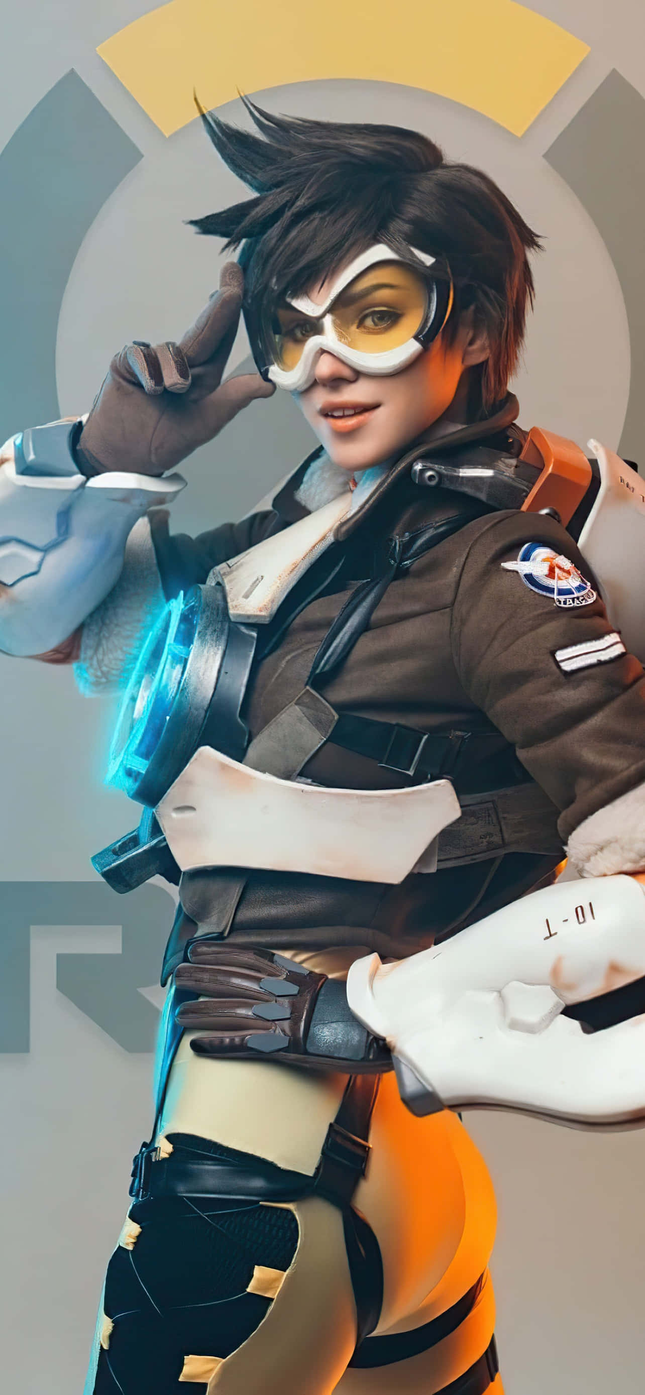 Fond de ecran iPhone XS Max Overwatch Tracer întors cu fața la cameră Fundal