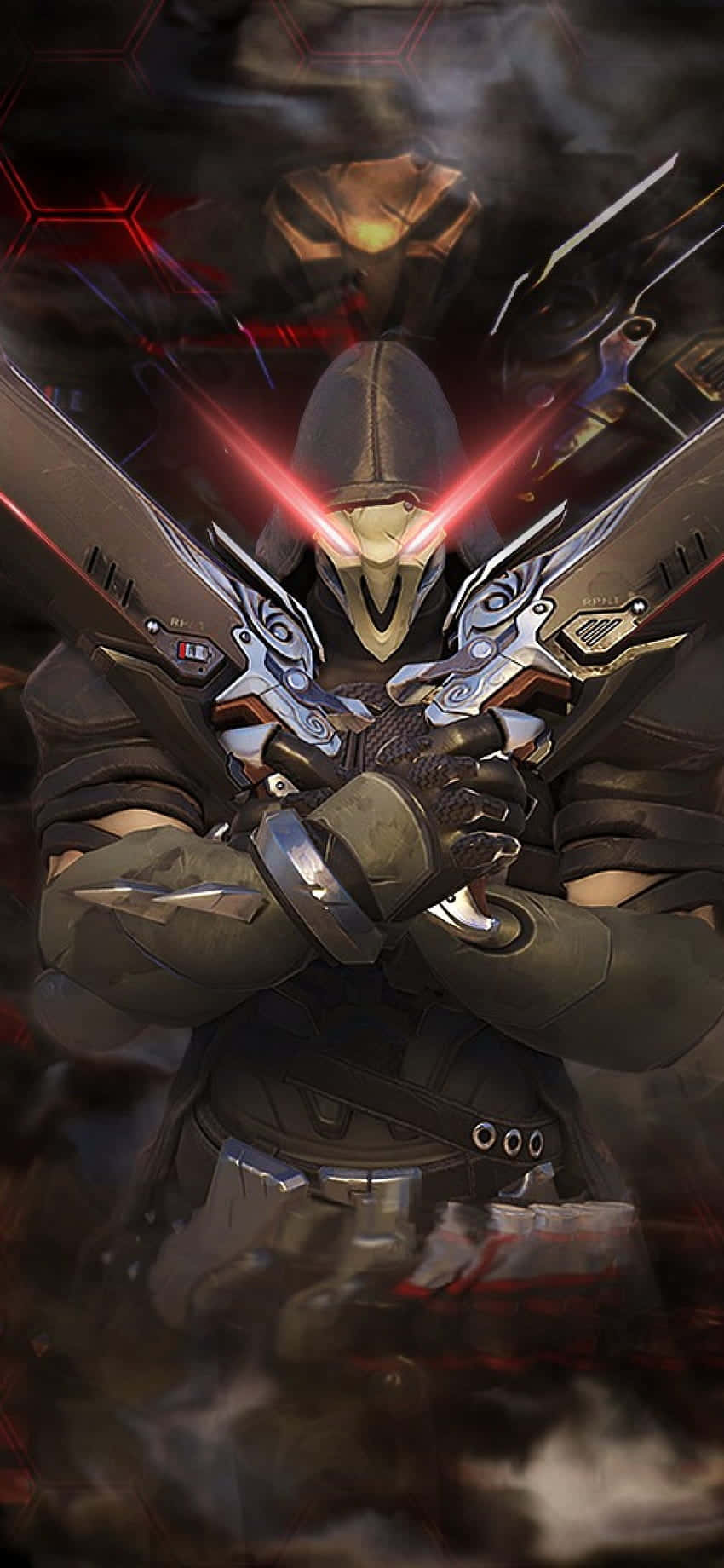 Fond iPhone Xs Max Overwatch Reaper pistoale duble Fundal