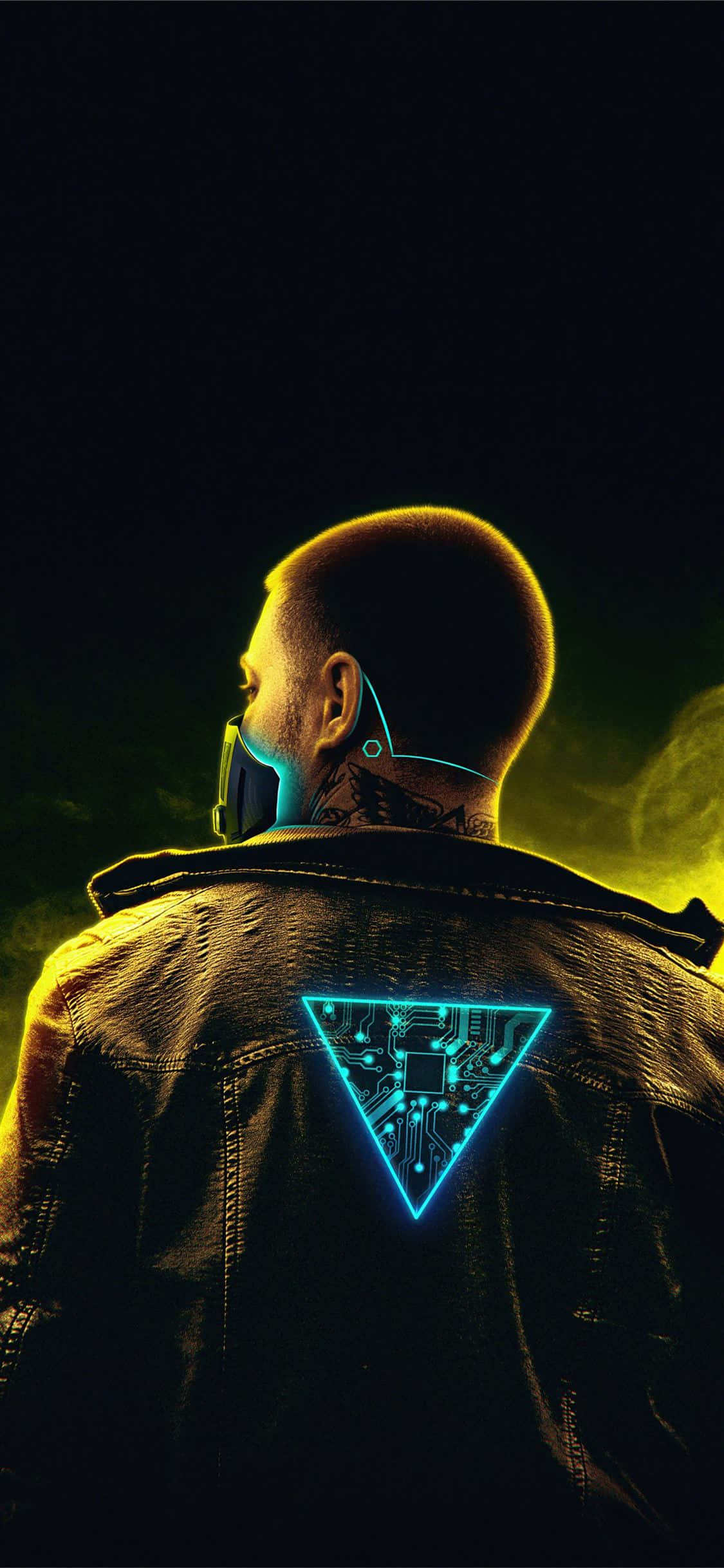 Fond de Ecran iPhone X Cyberpunk 2077 Cyborg Om Triunghi de Lumină Fundal