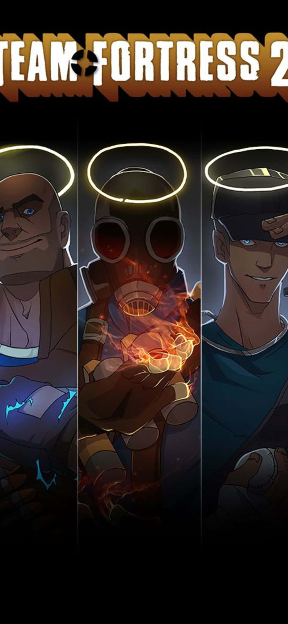 Fond de ecran iPhone XS Team Fortress 2 – Montaj de personaje (fanart) Fundal